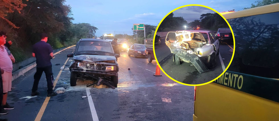 Reportan dos lesionados tras fuerte choque en la carretera Litoral