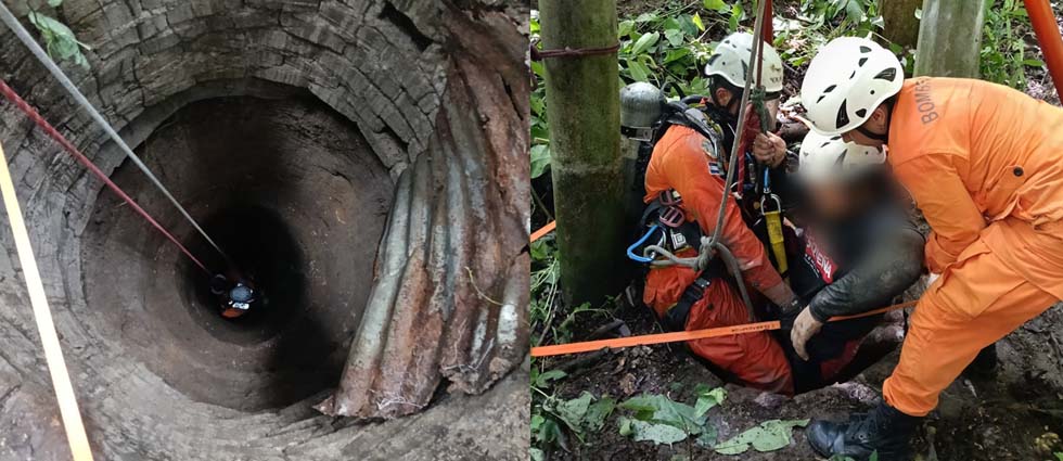 Rescatan a persona tras caer a un pozo de unos ¡25 metros de profundidad! en Ciudad Delgado