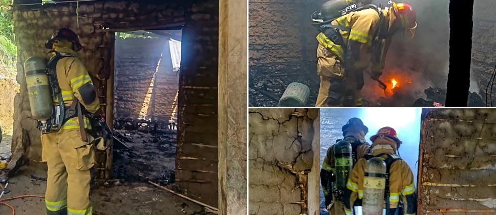 Incendio estructural consume humilde vivienda en Cuscatlán