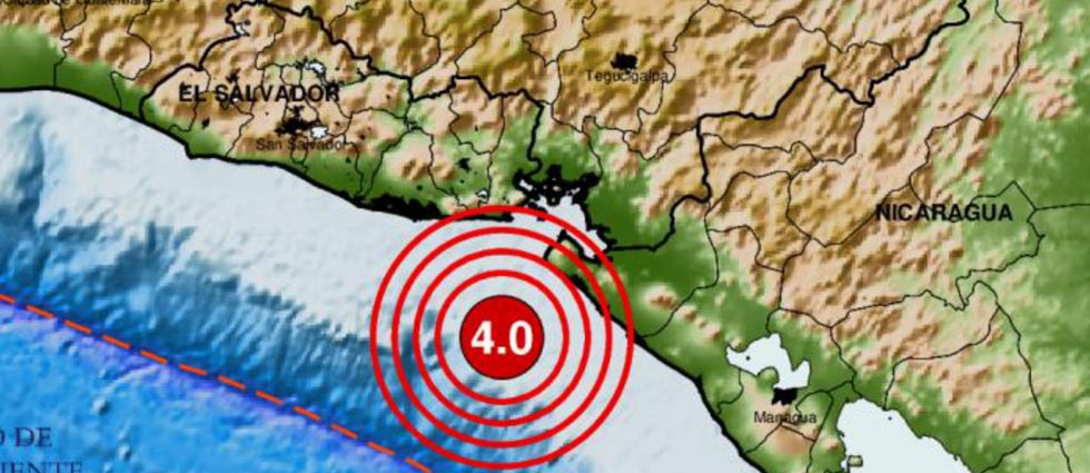 Sismo de 4.0 grados de magnitud sacude parte de El Salvador esta tarde de miércoles