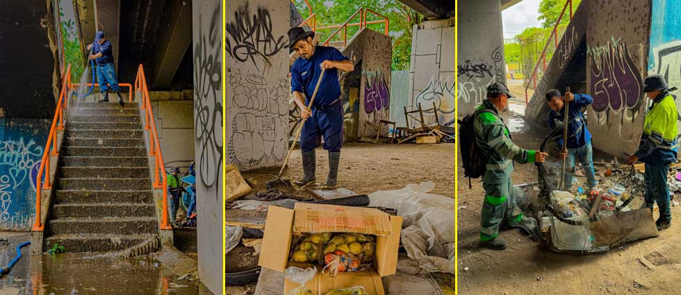 Alcaldía realiza limpieza en diferentes pasos a desnivel de San Salvador