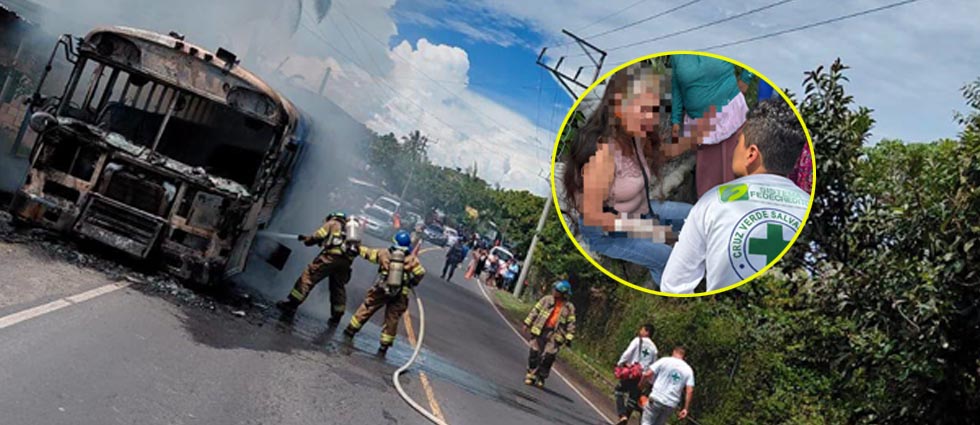 Atienden a mujer tras presentar crisis nerviosa por incendio de autobús de la Ruta 111