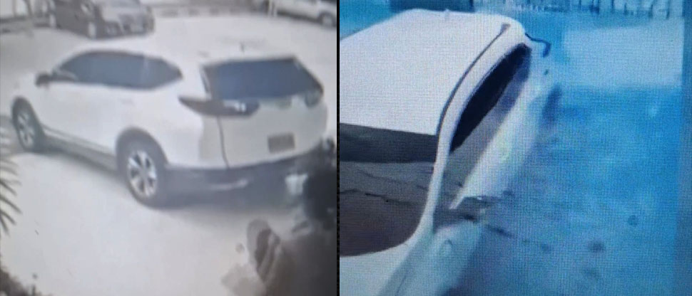 Conductor confunde los pedales y la camioneta termina al fondo de una piscina