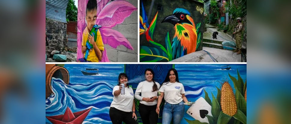 A puro pincel y pintura, salvadoreñas transforman una comunidad marcada por la violencia