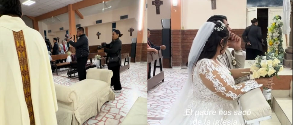 Sacerdote expulsa a fotógrafos contratados para la boda por no arrodillarse para orar