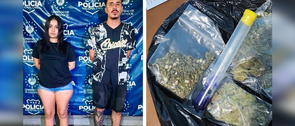 Capturan a Estefany y a otro sujeto con varias porciones de sustancias ilícitas en Sonsonate