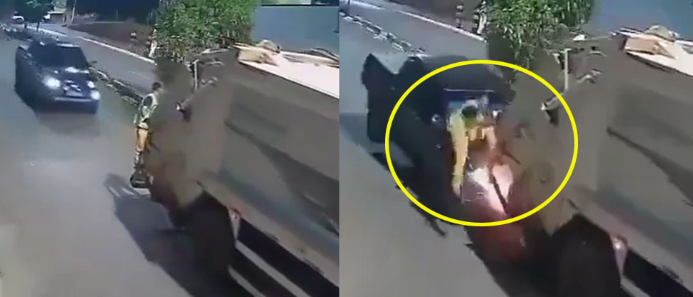 Brasil: trabajador de tren de aseo se salva de milagro, vídeo impactante