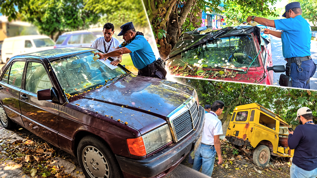 Desarrollan nueva jornada de notificaciones a dueños de vehículos abandonados en San Salvador