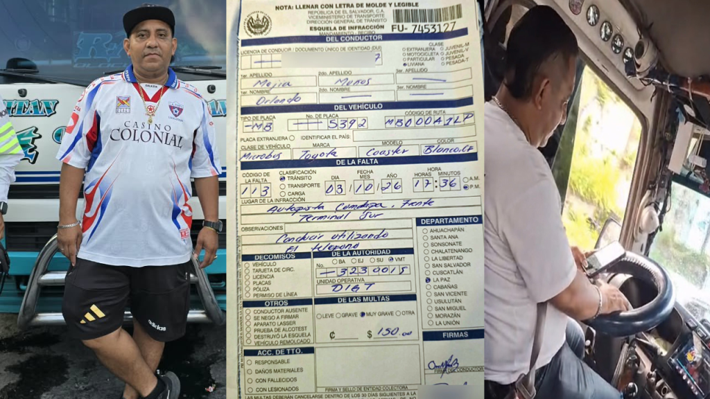 VMT le cae con multa a microbusero que iba chateando mientras conducía