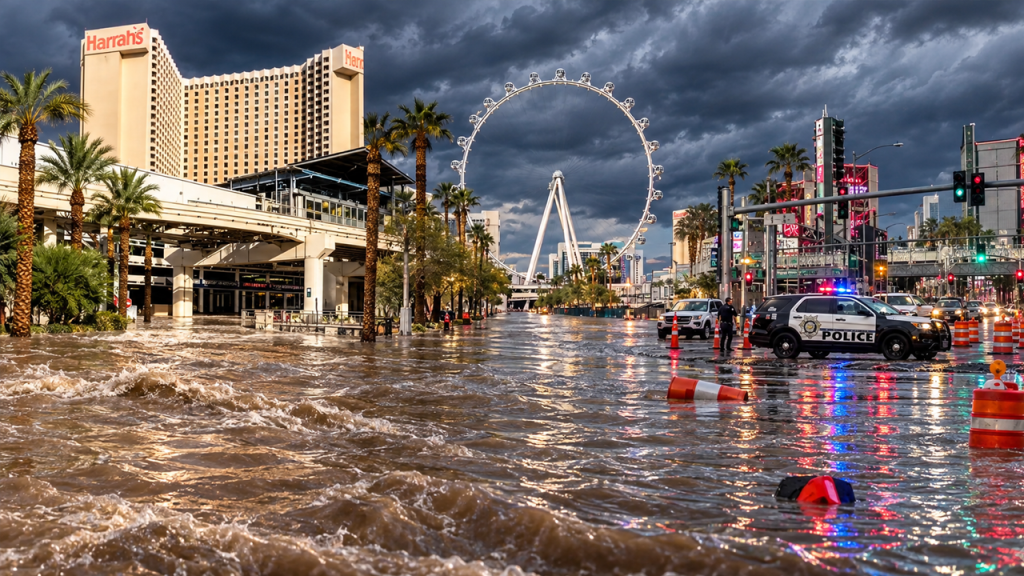 Se registran severas inundaciones en Las Vegas, EE.UU.
