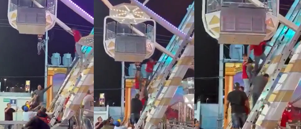 México: momentos de angustia vivió un niño que quedó colgando de un juego mecánico