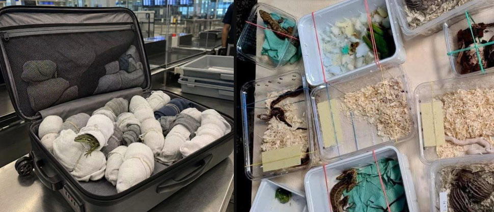Alemania: detienen a un viajero mexicano que transportaba 92 reptiles en su equipaje